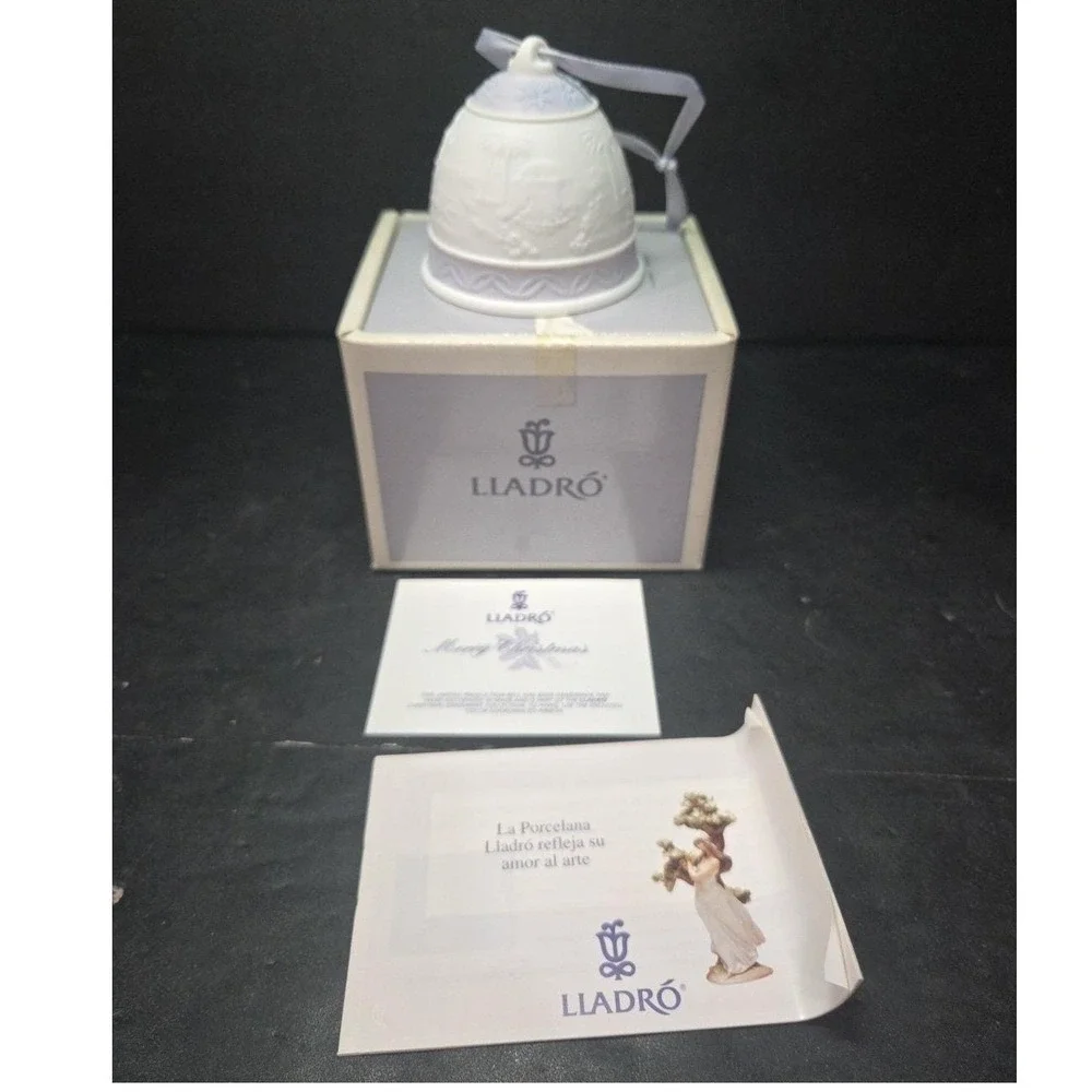 Lladro Porcelain Christmas Bell, Vintage Holiday Decor, '93 Boxed Yuletide Chime
